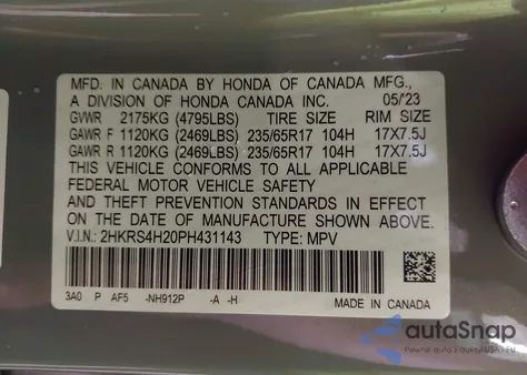 2023 Honda Cr-V Lx Awd из США, поврежденный, VIN 2HKRS4H20PH431143